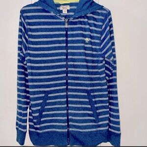 Original Penguin Blue and Light Blue Striped Zip Hoodie